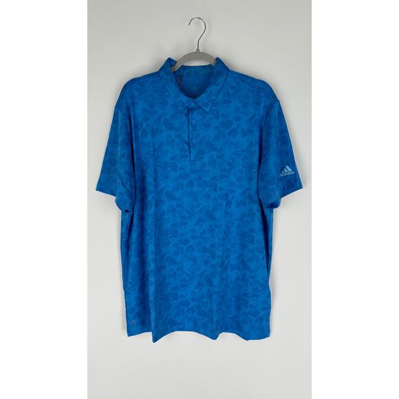 Adidas Prisma Print Golf Polo Shirt Mens Large Pulse Super Blue HK6853 Stretch - Picture 1 of 10
